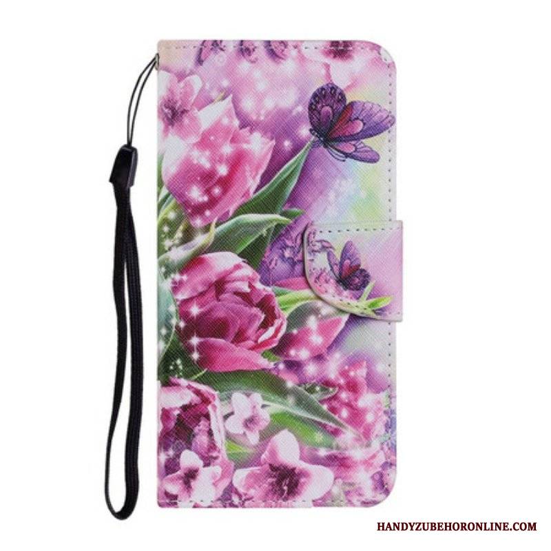 Etui Folio do Samsung Galaxy S21 FE Motyle I Tulipany