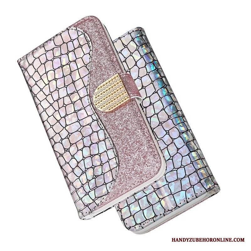 Etui Folio do Samsung Galaxy S21 Plus 5G Krokodyle Diamenty