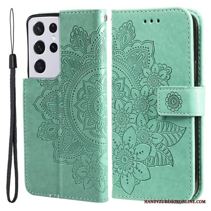 Etui Folio do Samsung Galaxy S21 Ultra 5G Kwiatowa Mandala