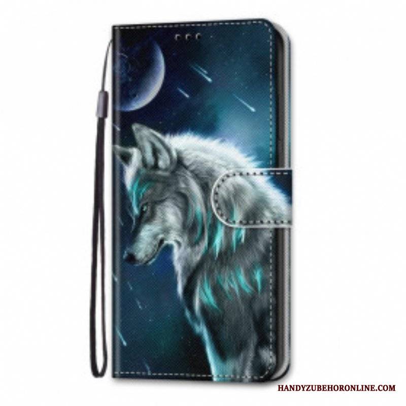 Etui Folio do Samsung Galaxy S21 Ultra 5G Wilk W Deszczu Gwiazd