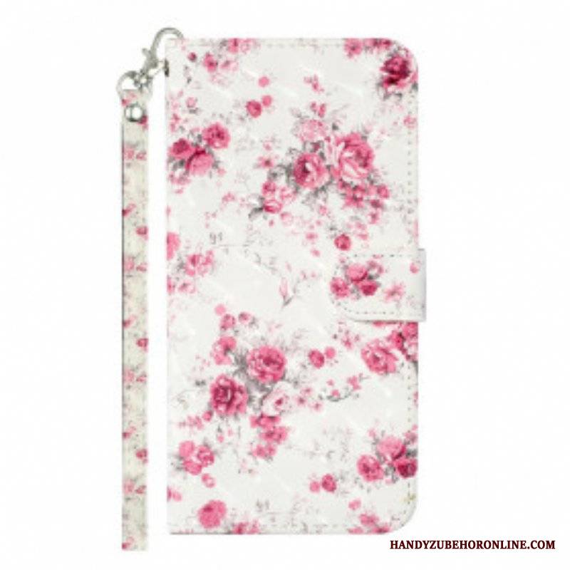 Etui Folio do Samsung Galaxy S21 Ultra 5G z Łańcuch Pasek Light Spot Flowers