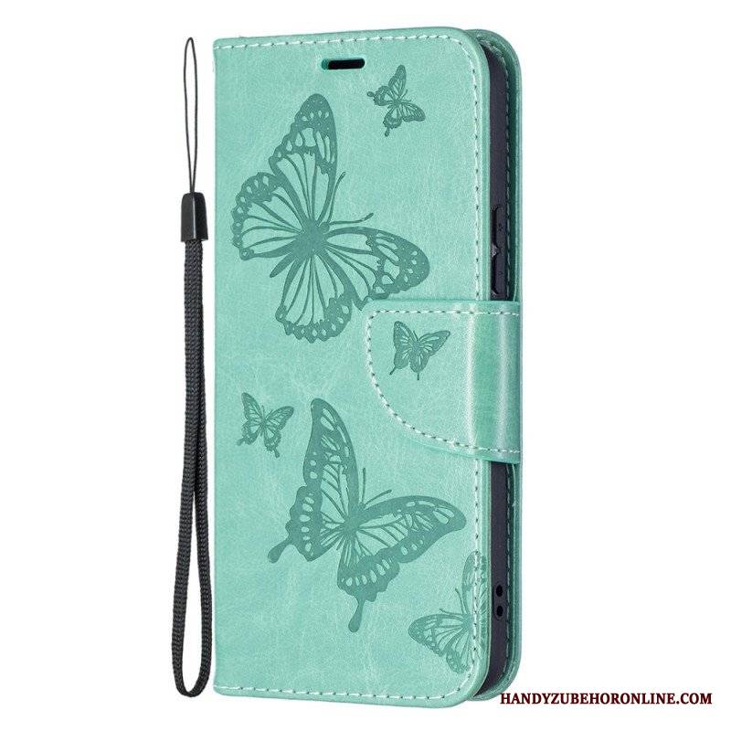 Etui Folio do Samsung Galaxy S22 5G Motyle W Locie Z Smyczą