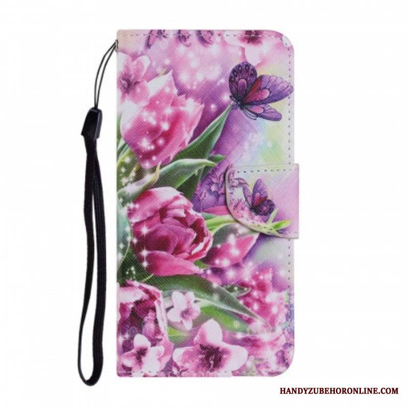 Etui Folio do Samsung Galaxy S22 Ultra 5G Motyle I Tulipany