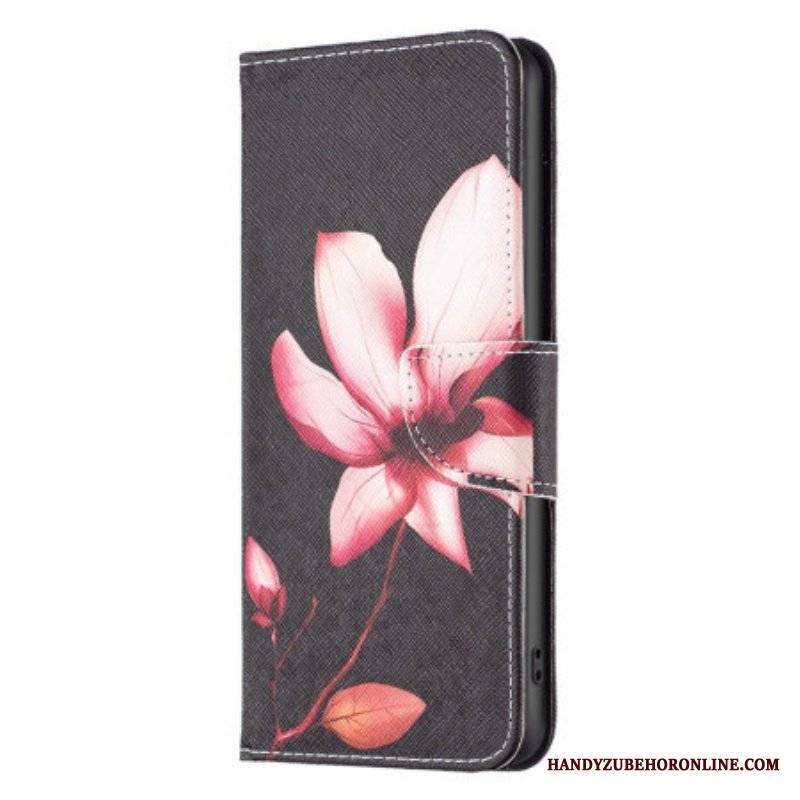 Etui Folio do Samsung Galaxy S23 5G Kwiat Na Czarnym Tle