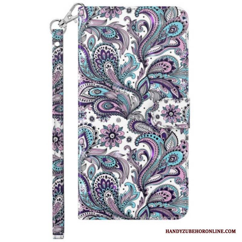 Etui Folio do Samsung Galaxy S23 Plus 5G z Łańcuch Pasiasty Wzór Paisley