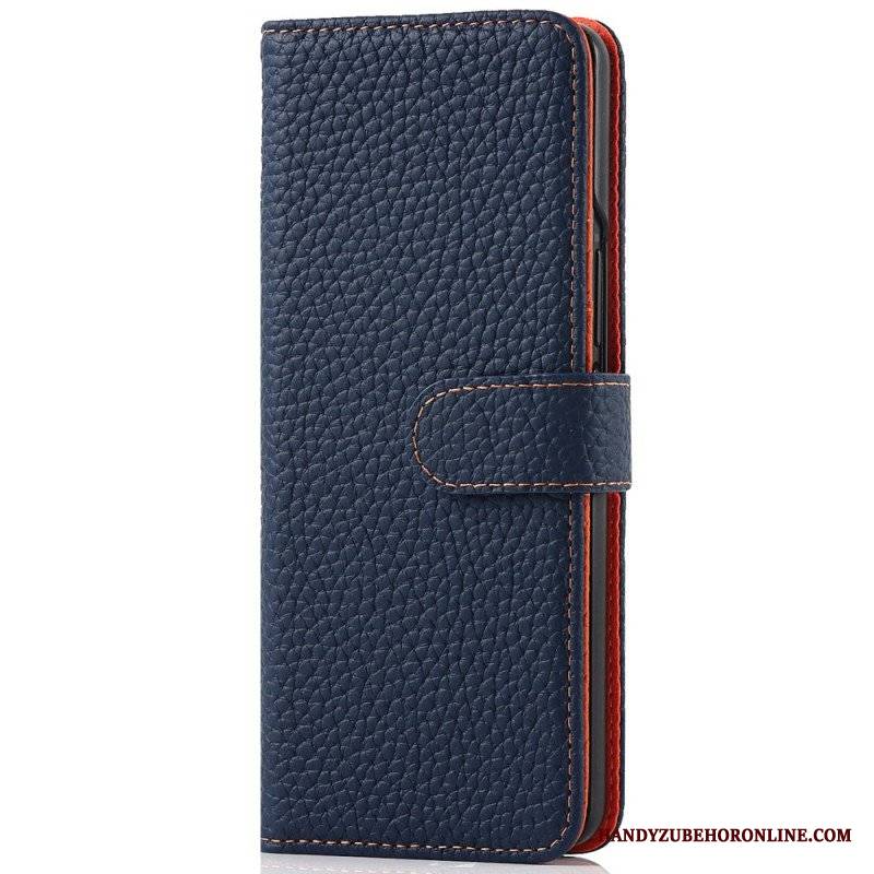 Etui Folio do Samsung Galaxy Z Fold 3 5G Oryginalna Skórzana Obsadka Do Pióra Litchi