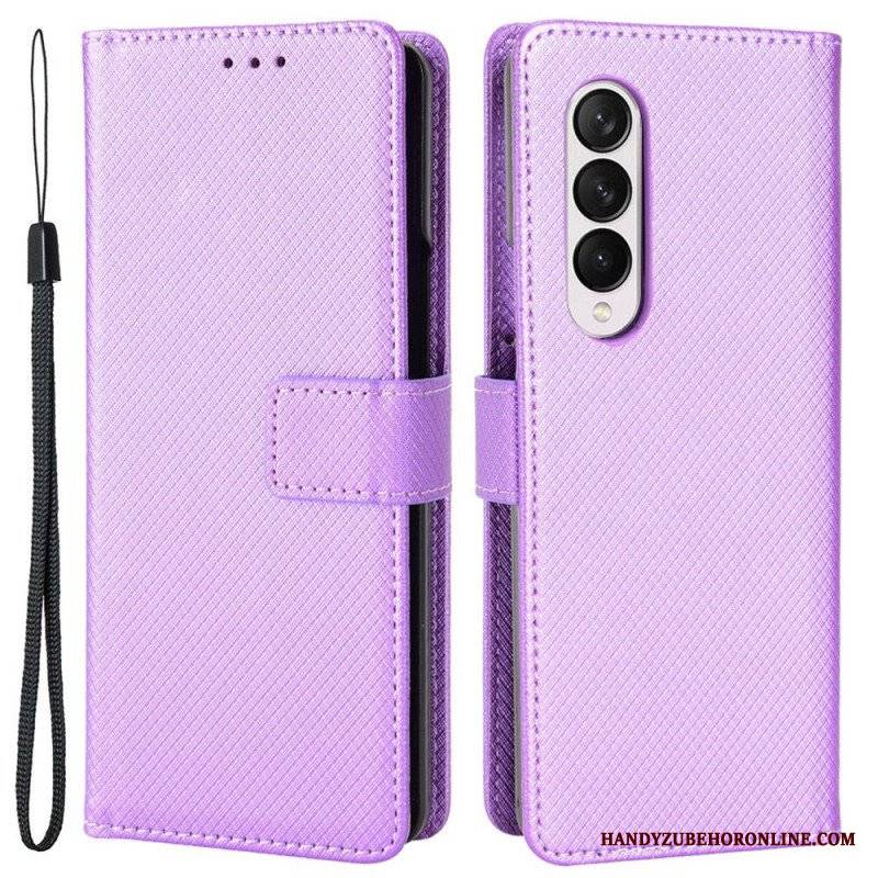 Etui Folio do Samsung Galaxy Z Fold 4 z Łańcuch Diamentowy Pasek