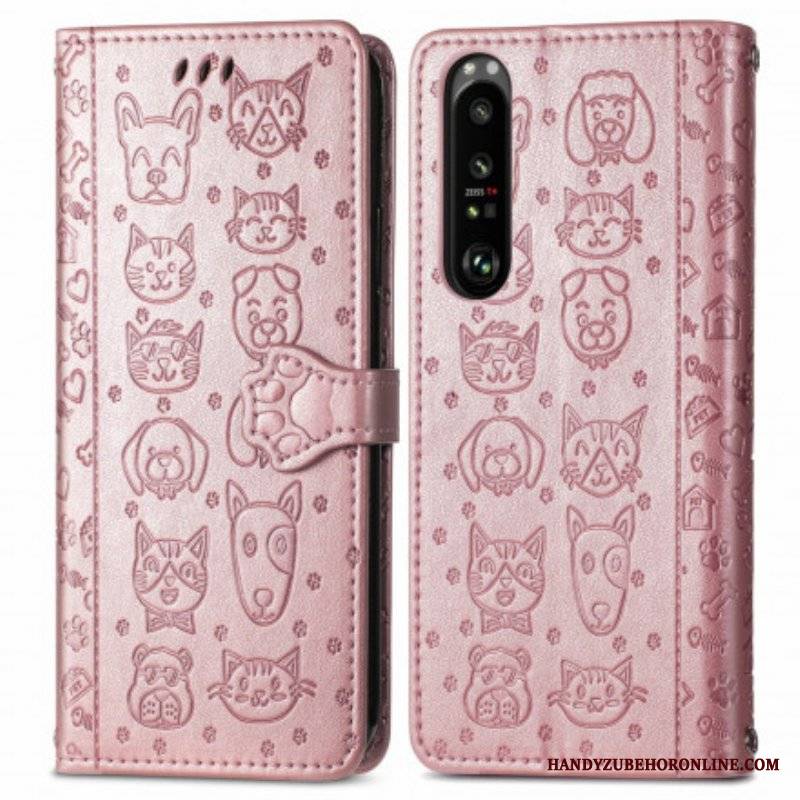 Etui Folio do Sony Xperia 1 III Animowane Zwierzęta