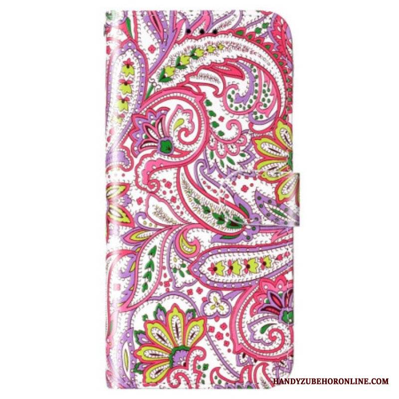 Etui Folio do Xiaomi 12 Lite z Łańcuch Pasiasty Wzór Paisley