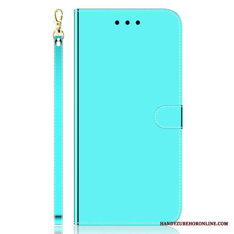 Etui Folio do Xiaomi 13 Sztuczna Lustrzana Skóra Z Paskiem