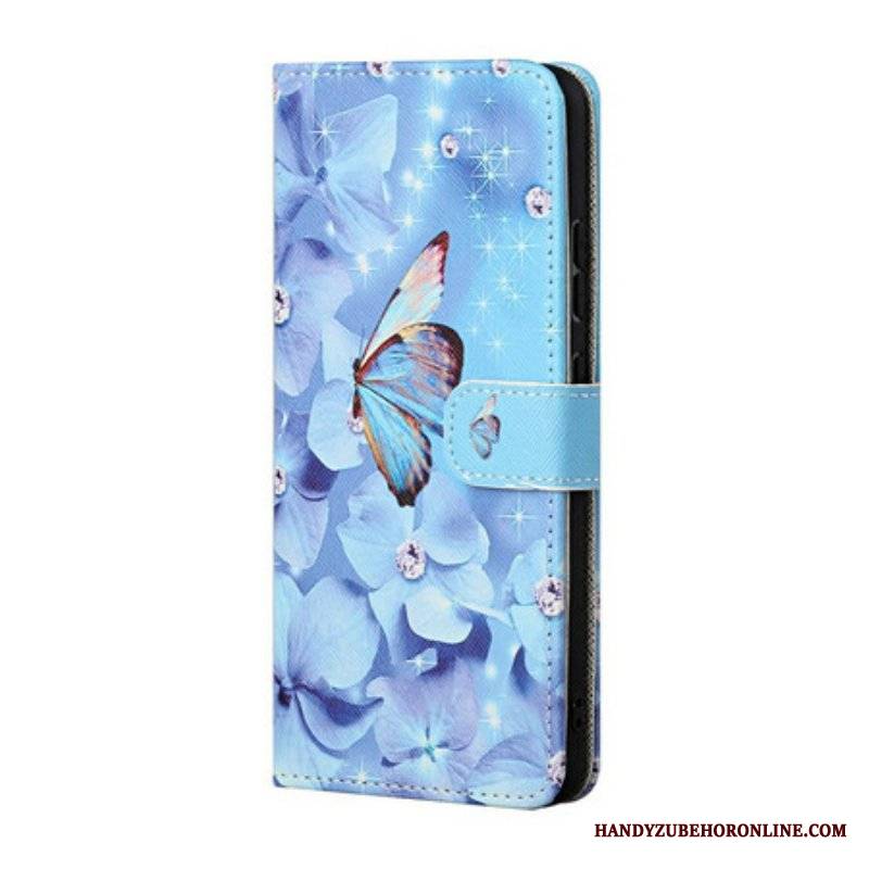 Etui Folio do Xiaomi Redmi Note 10 5G z Łańcuch Stringi Motyle