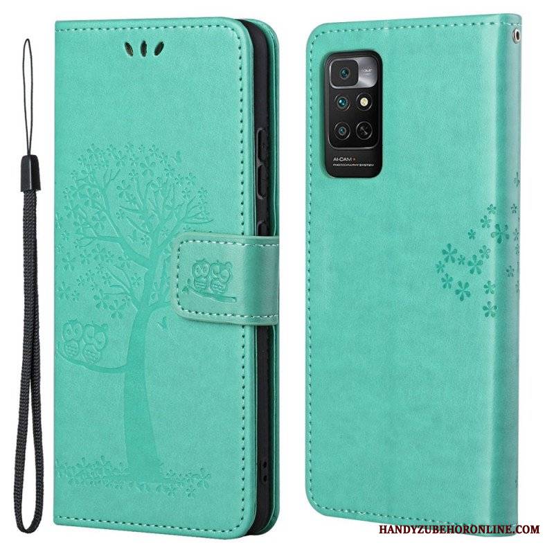 Etui Folio do Xiaomi Redmi Note 11 / 11S z Łańcuch Drzewo Stringów I Sowy