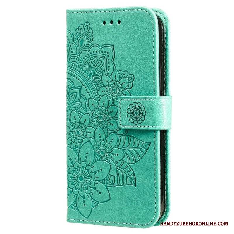 Etui Folio do Xiaomi Redmi Note 12 5G z Łańcuch Mandala Kwiatowa Na Pasku