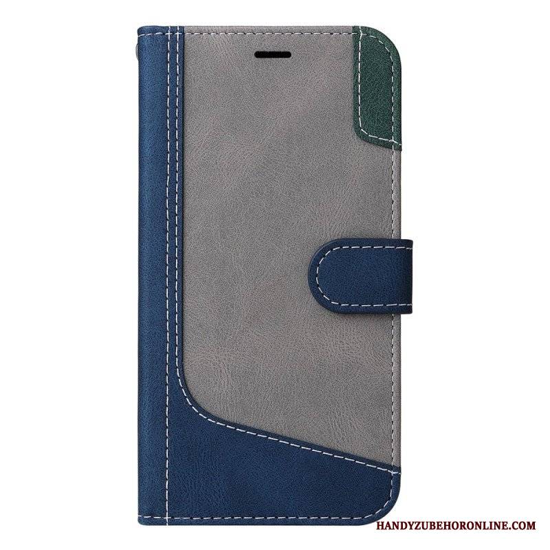 Etui Folio do Xiaomi Redmi Note 12 5G z Łańcuch Trójkolorowy Pasek