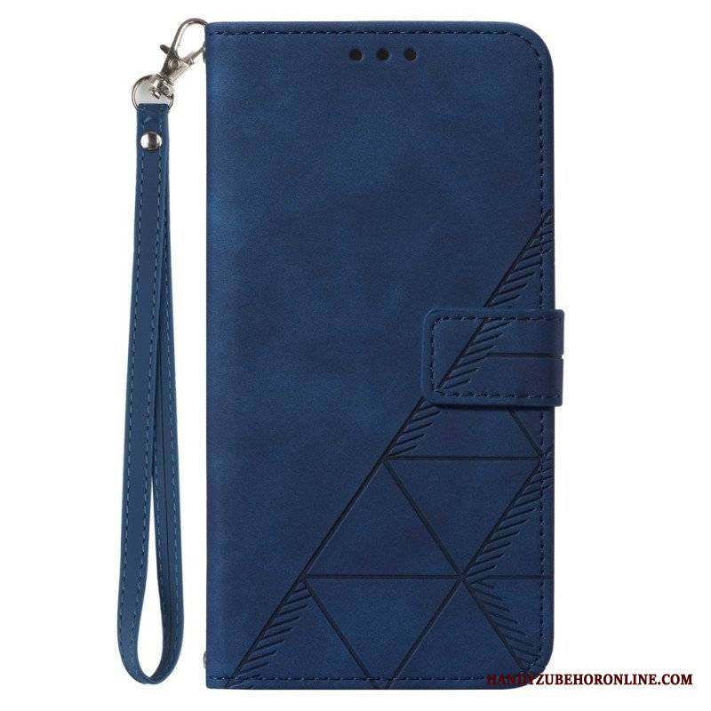 Etui Folio do Xiaomi Redmi Note 12 5G z Łańcuch Trójkąty Paska