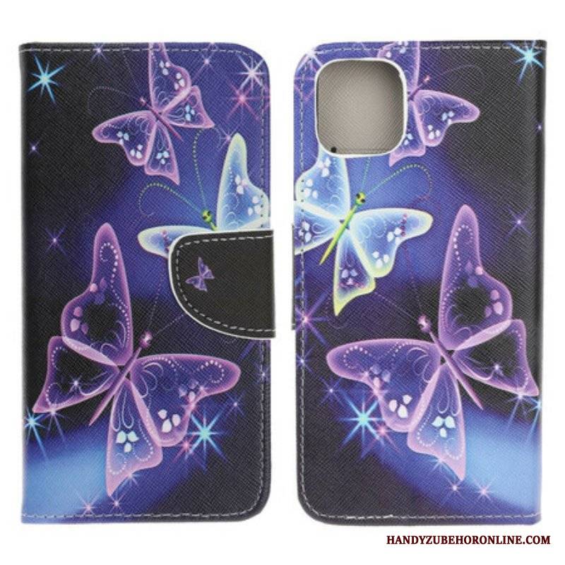 Etui Folio do iPhone 13 Mini Nowoczesne Motyle