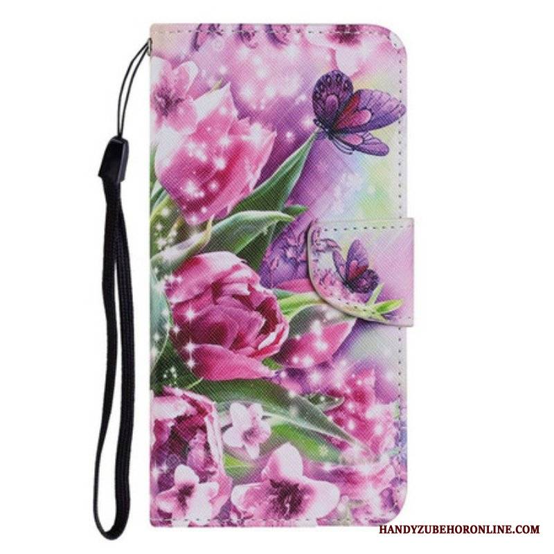 Etui Folio do iPhone 13 Pro Motyle I Tulipany