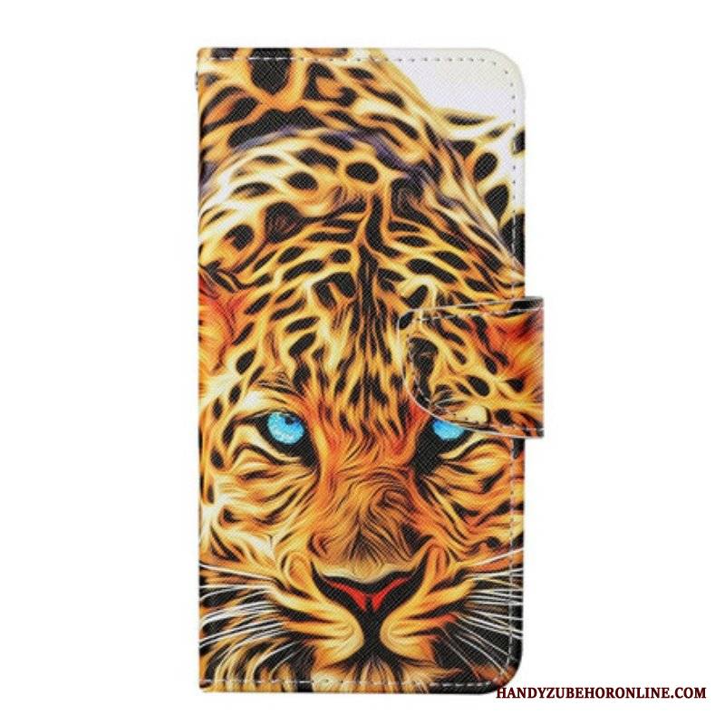 Etui Folio do iPhone 13 Pro Tygrys Ze Smyczą