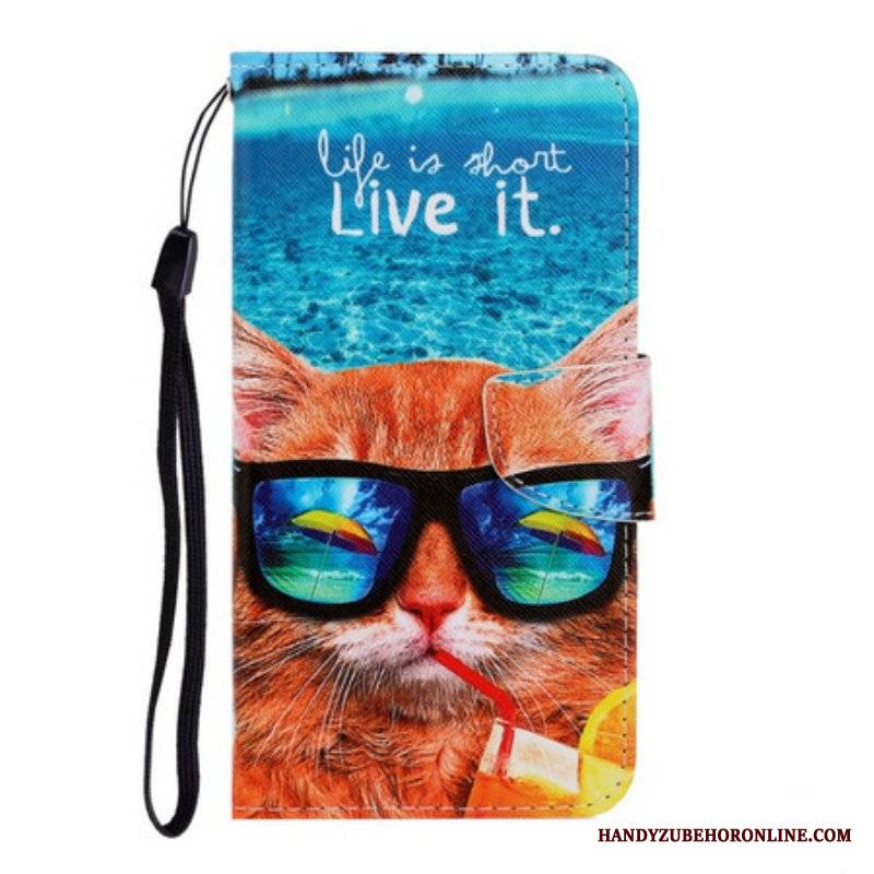 Etui Folio do iPhone 13 Pro z Łańcuch Cat Live It Strappy