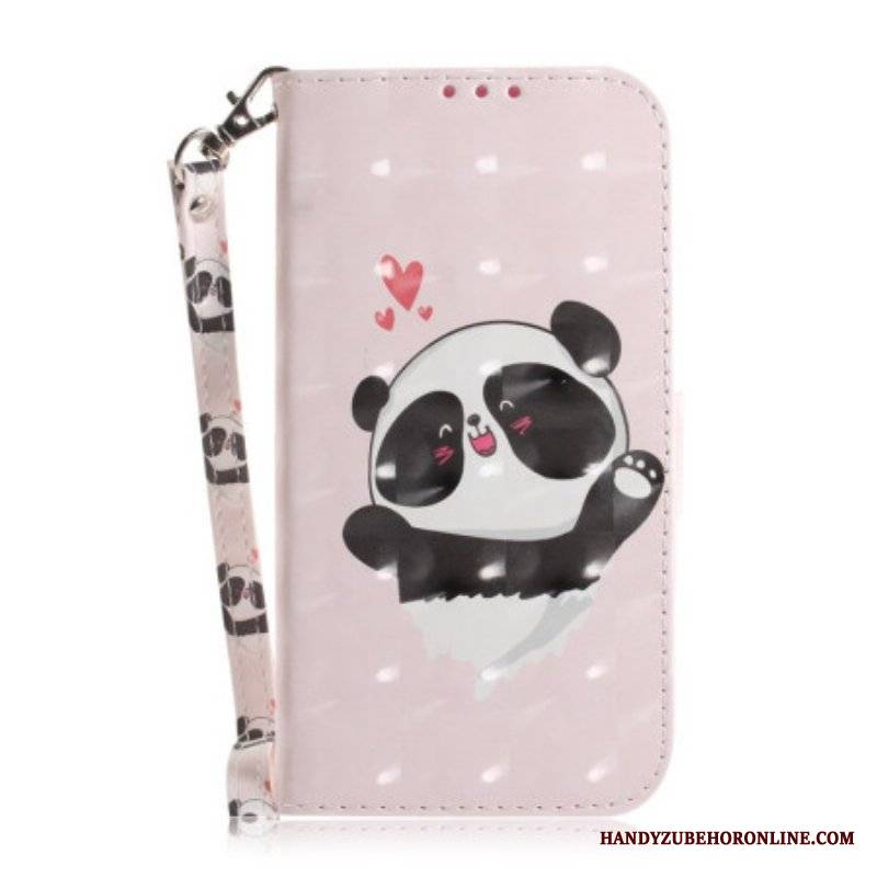 Etui Folio do iPhone 14 Plus z Łańcuch Paskowata Panda