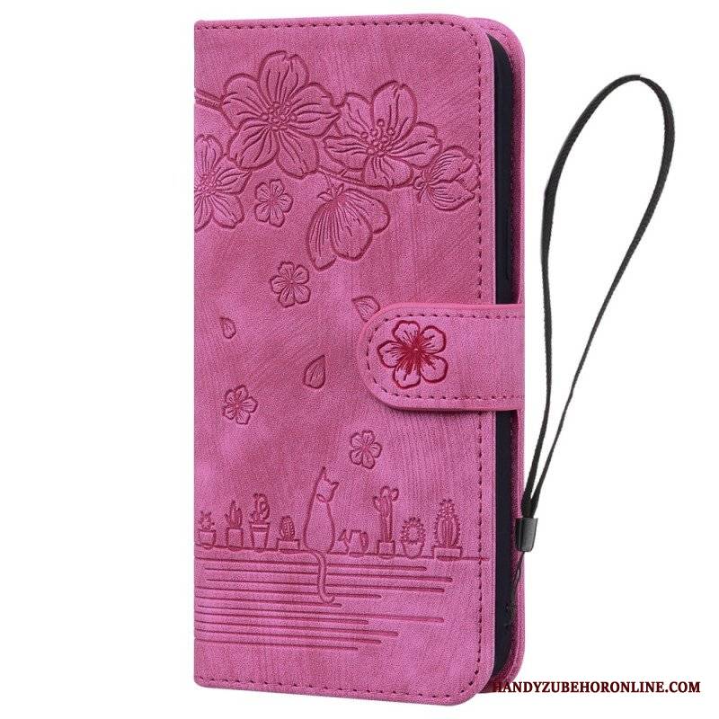 Etui Folio do iPhone 15 Pro Max z Łańcuch Stringi Cat Daydream