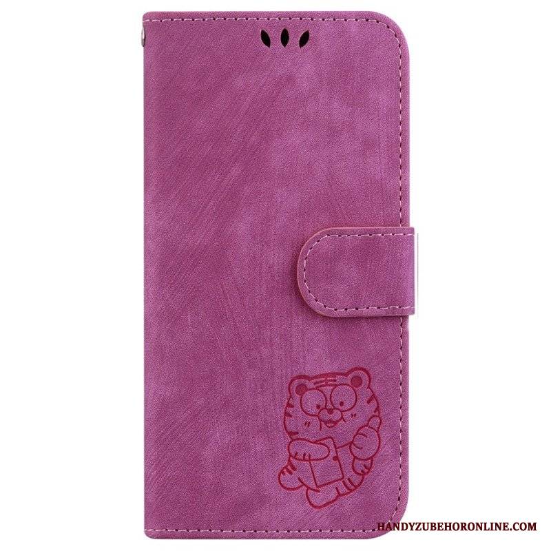 Etui Folio do iPhone 15 Pro Słodki Tygrys