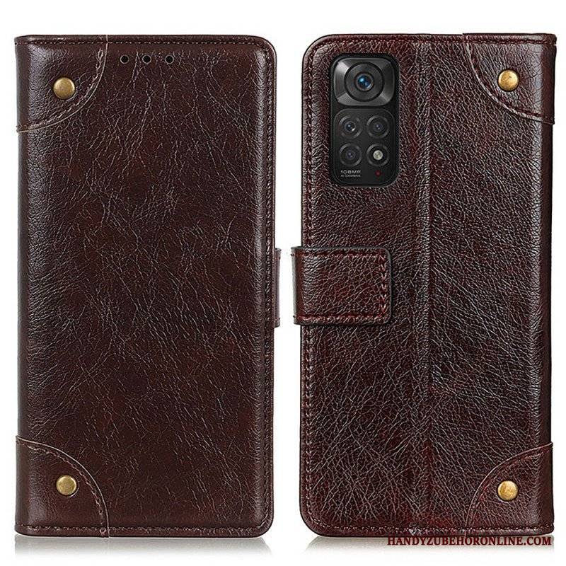 Etui Na Telefon Pokrowce do Xiaomi Redmi Note 11 / 11S Nity W Stylu Vintage Ze Skóry Nappa