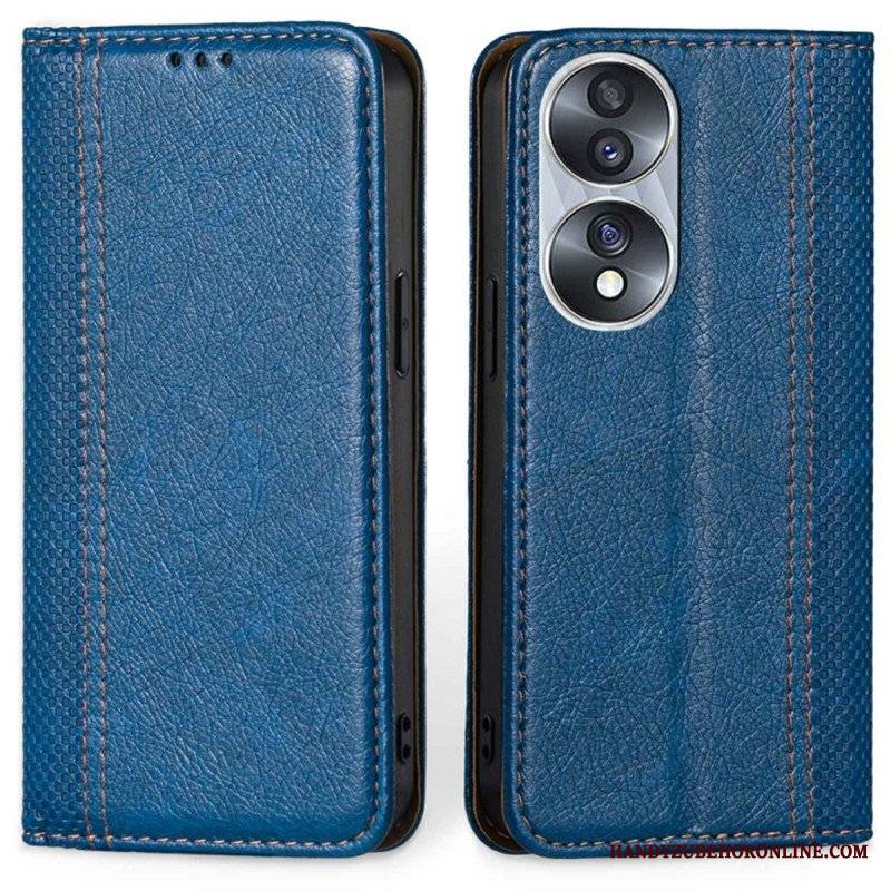 Etui Na Telefon do Honor 70 Etui Folio Skórzane Szwy Liczi