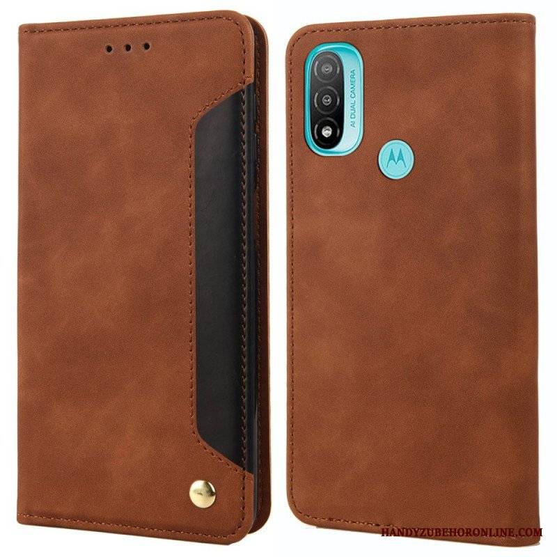 Etui Na Telefon do Moto E40 / E30 / E20 Etui Folio Dwukolorowy Biznesowy Efekt Skóry