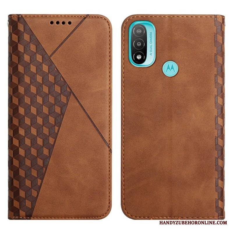 Etui Na Telefon do Moto E40 / E30 / E20 Etui Folio Efekt Geo Skóry