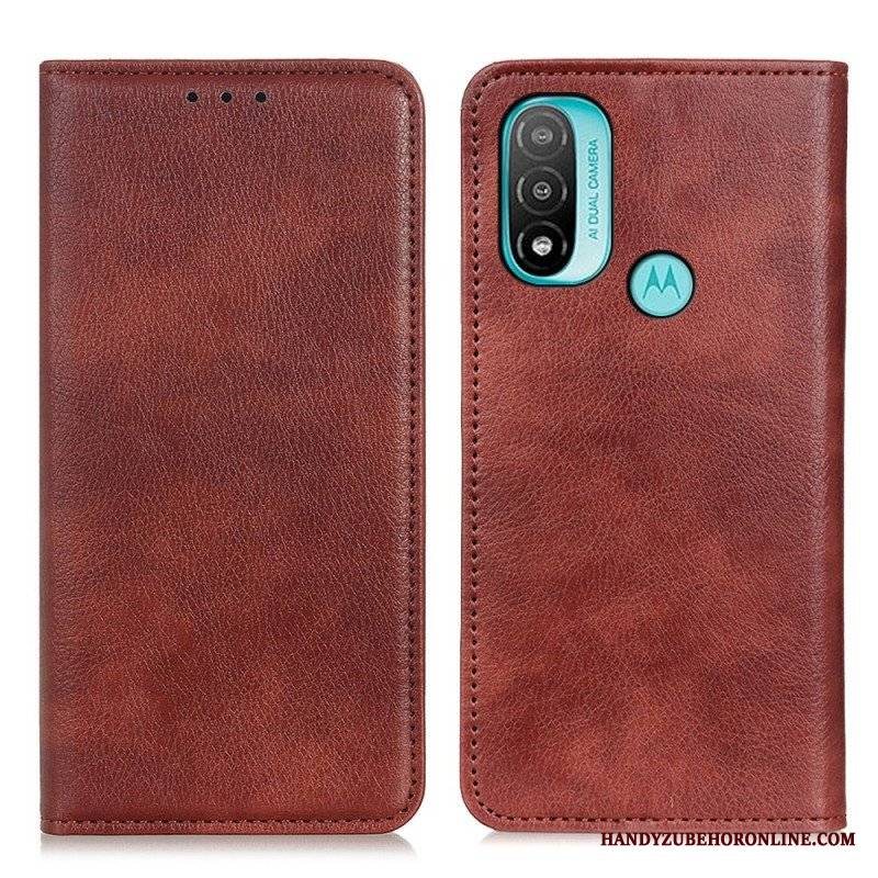 Etui Na Telefon do Moto E40 / E30 / E20 Etui Folio Teksturowana Dwoina Skóry