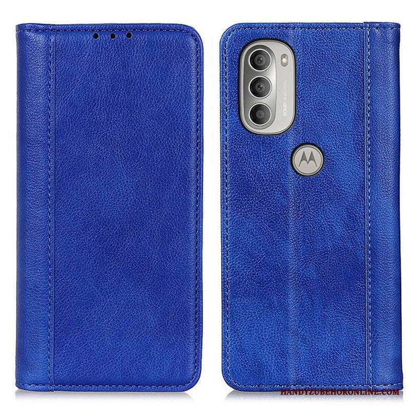 Etui Na Telefon do Moto G51 5G Etui Folio Elegancka Dwoina Skóry Liczi