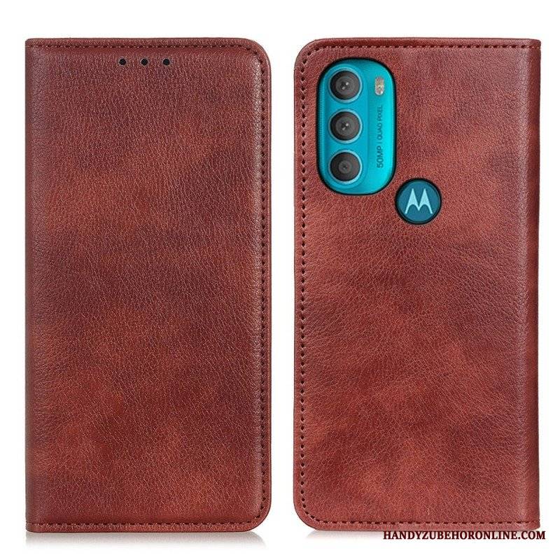 Etui Na Telefon do Moto G71 5G Etui Folio Teksturowana Dwoina Skóry