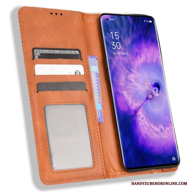 Etui Na Telefon do Oppo Find X5 Etui Folio Stylizowany Efekt Skóry W Stylu Vintage