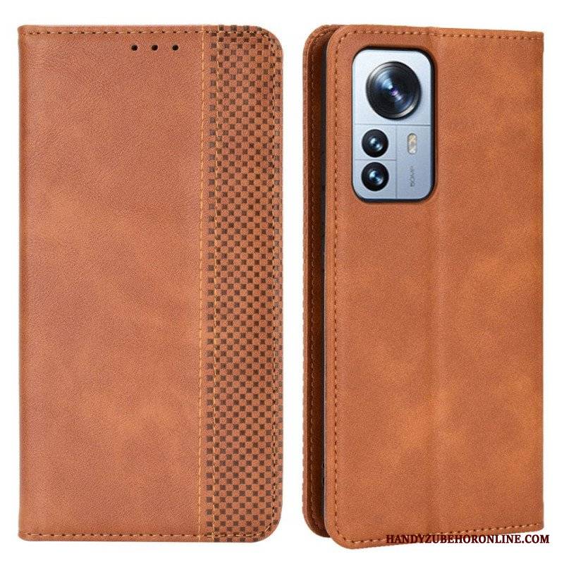 Etui Na Telefon do Xiaomi 12 Pro Etui Folio Stylizowany Efekt Skóry W Stylu Vintage