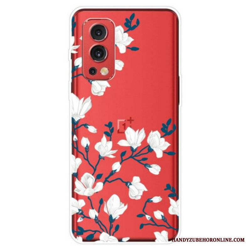 Etui do OnePlus Nord 2 5G Białe Kwiaty