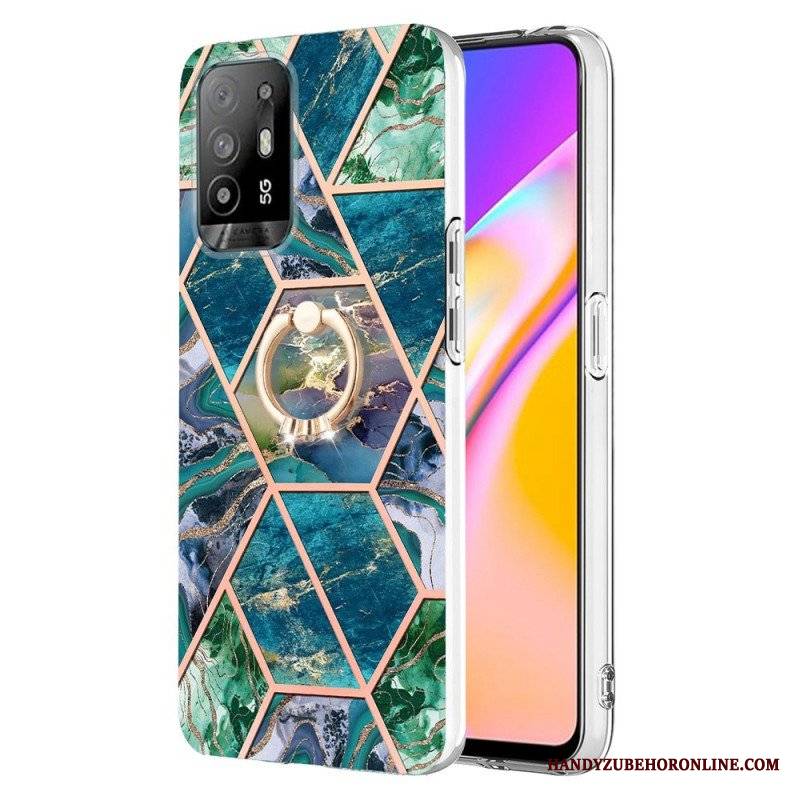 Etui do Oppo A94 5G Geometryczny Marmur Z Pierścionkiem