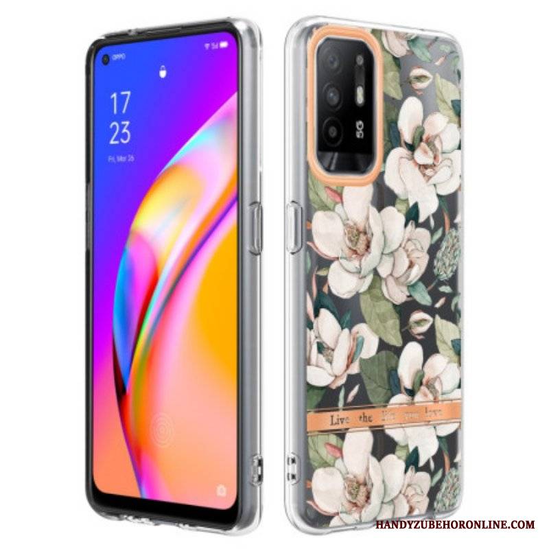 Etui do Oppo A94 5G Kwiaty Piwonii