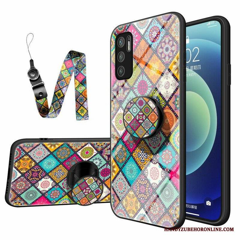 Etui do Poco M3 Pro 5G Patchworkowy Uchwyt Magnetyczny