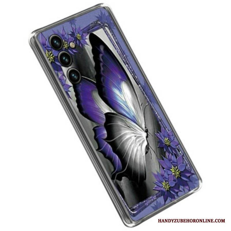 Etui do Samsung Galaxy A14 / A14 5G Fioletowy Motyl