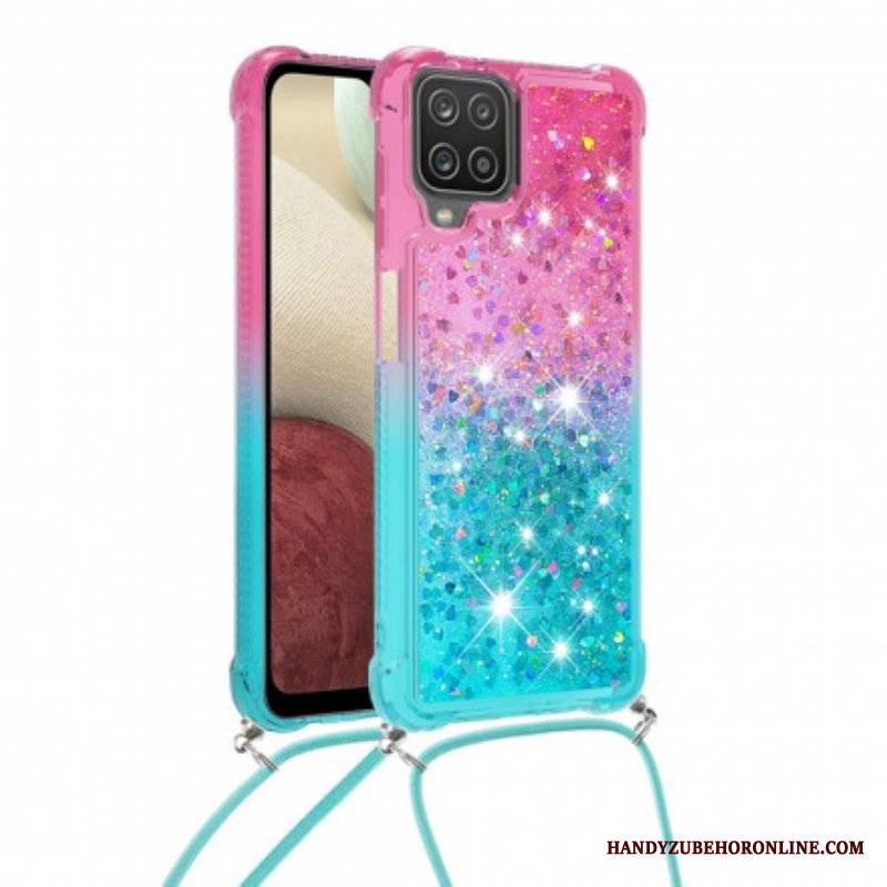 Etui do Samsung Galaxy M12 / A12 Silikonowe Cekiny I Sznurek