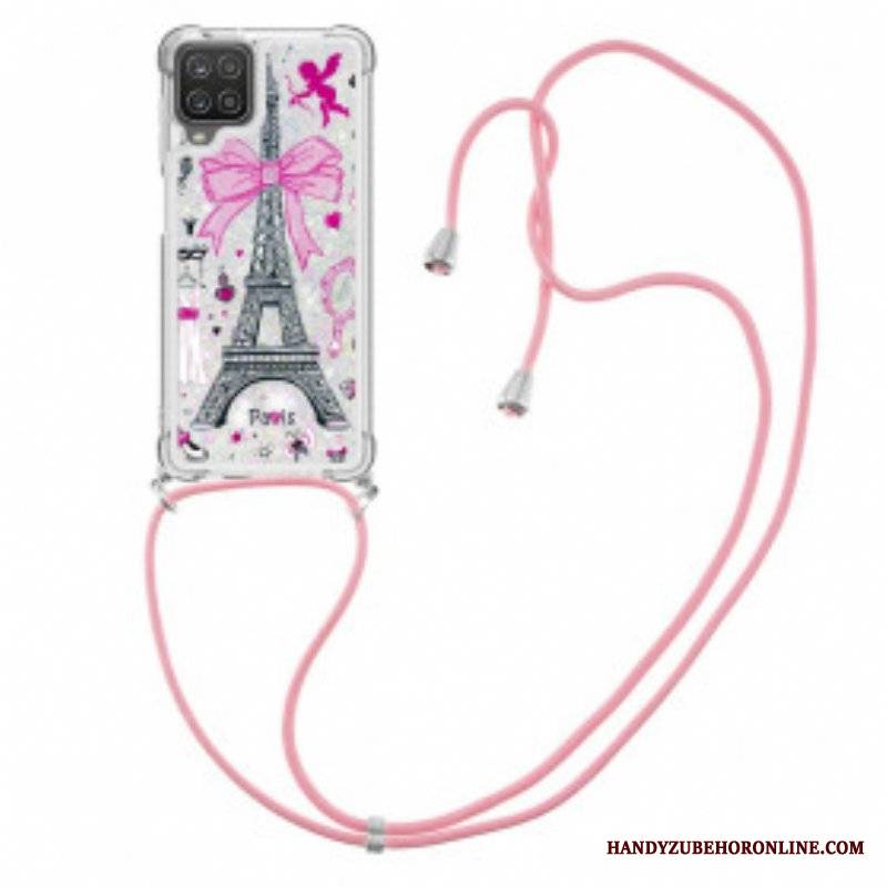 Etui do Samsung Galaxy M12 / A12 ze Sznurkiem Na Cordon Eiffel Tower