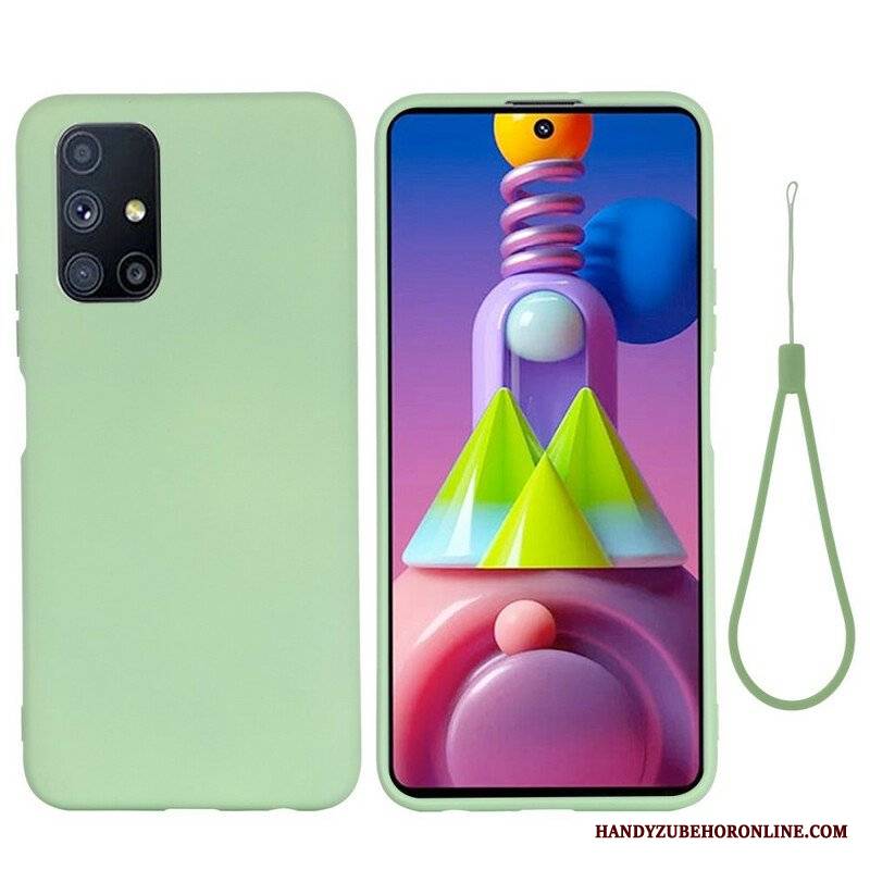 Etui do Samsung Galaxy M51 Płynny Silikon Ze Smyczą