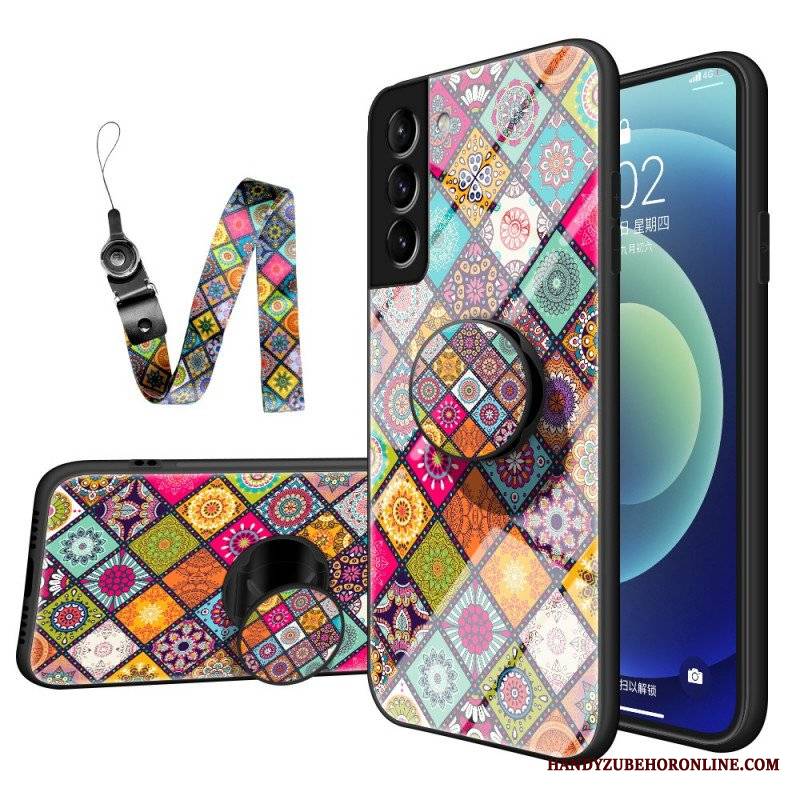 Etui do Samsung Galaxy S22 5G Patchworkowy Uchwyt Magnetyczny