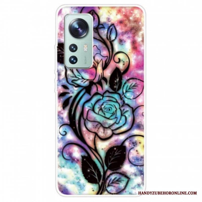 Etui do Xiaomi 12 Pro Graficzny Kwiatowy Silikon