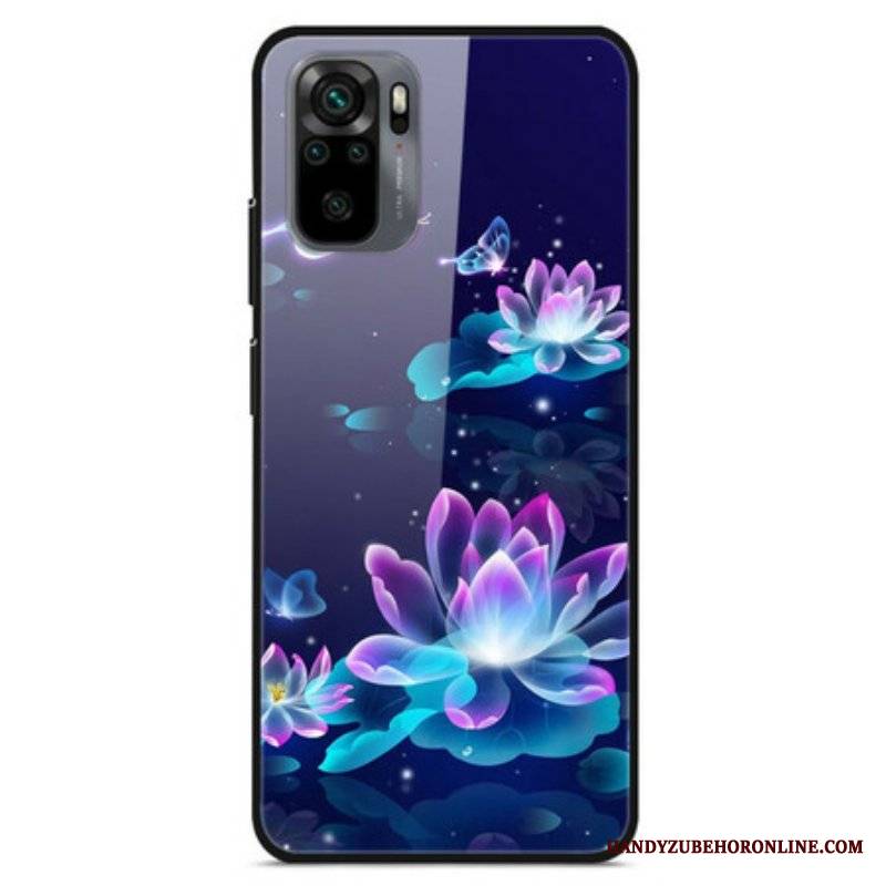 Etui do Xiaomi Redmi Note 10 / 10S Lilie Wodne Ze Szkła Hartowanego