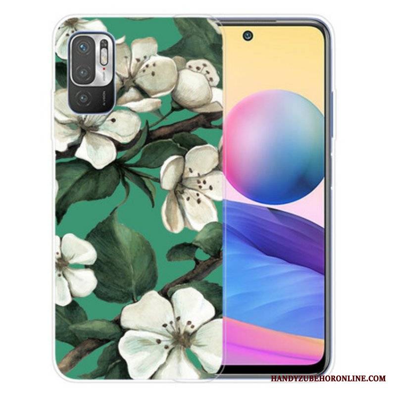 Etui do Xiaomi Redmi Note 10 5G Malujący Biali Kwiaty