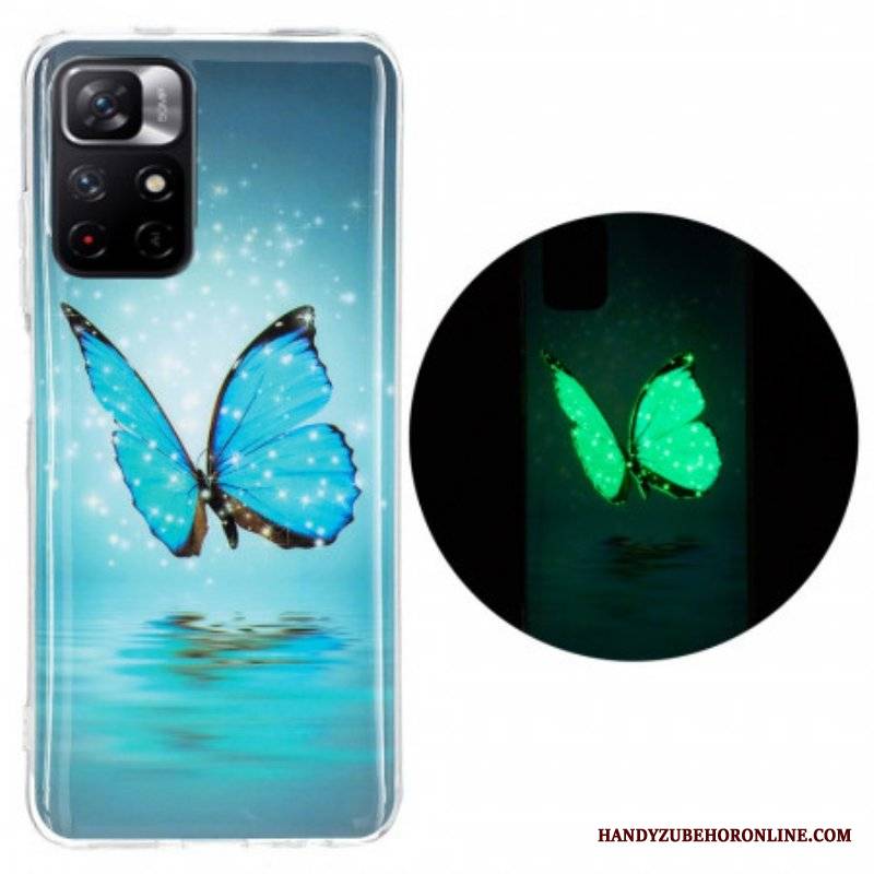 Etui do Xiaomi Redmi Note 11 Pro Plus 5G Fluorescencyjny Niebieski Motyl