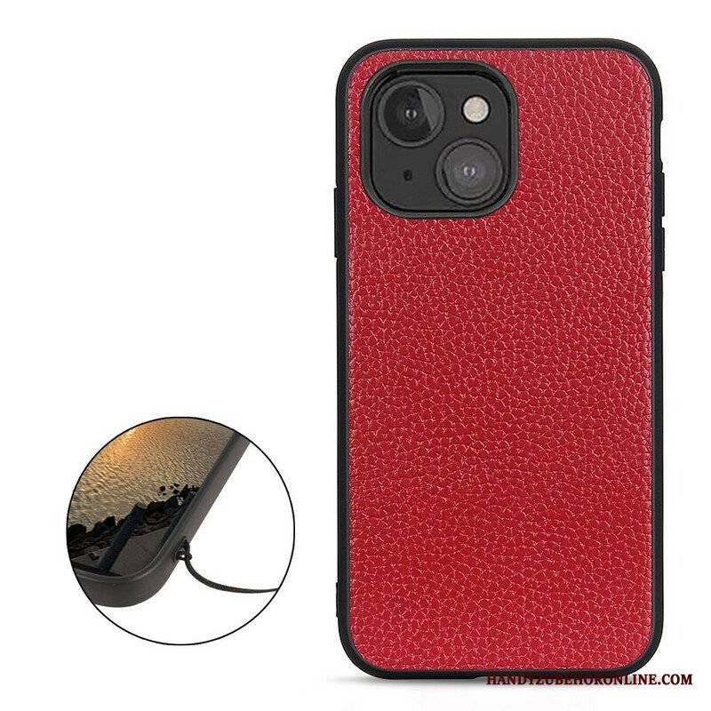 Etui do iPhone 13 Mini Prawdziwa Skóra Litchi