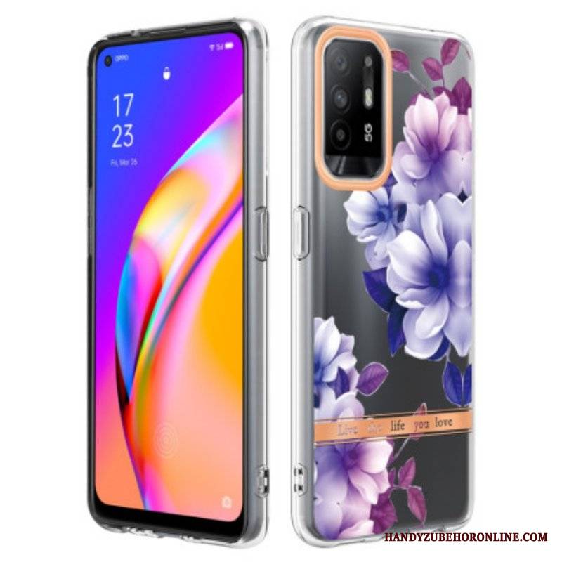 Futerały do Oppo A94 5G Fioletowe Kwiaty